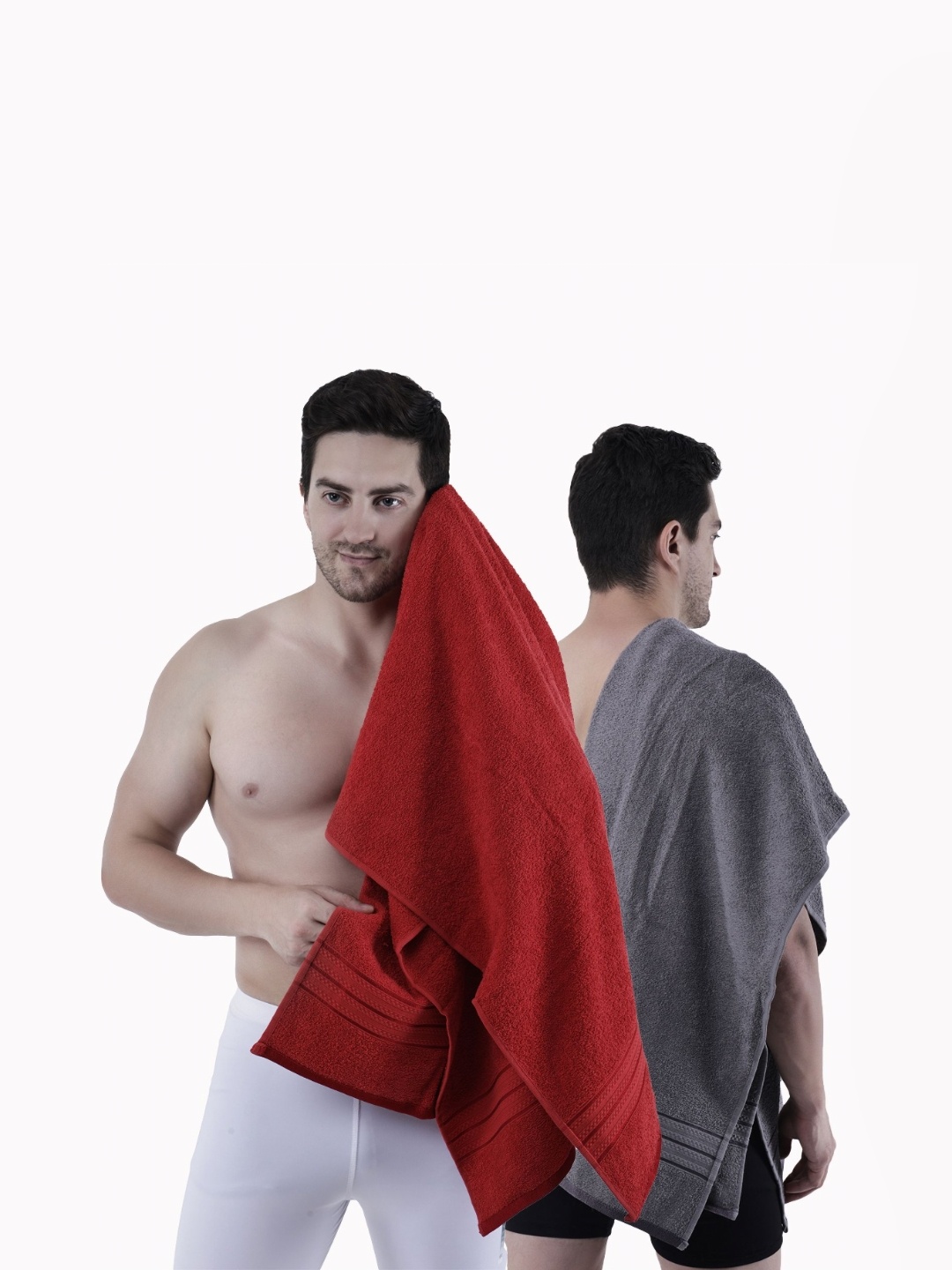 

Dollar Red & Grey 2 Pieces Cotton 400 GSM Bath Towel