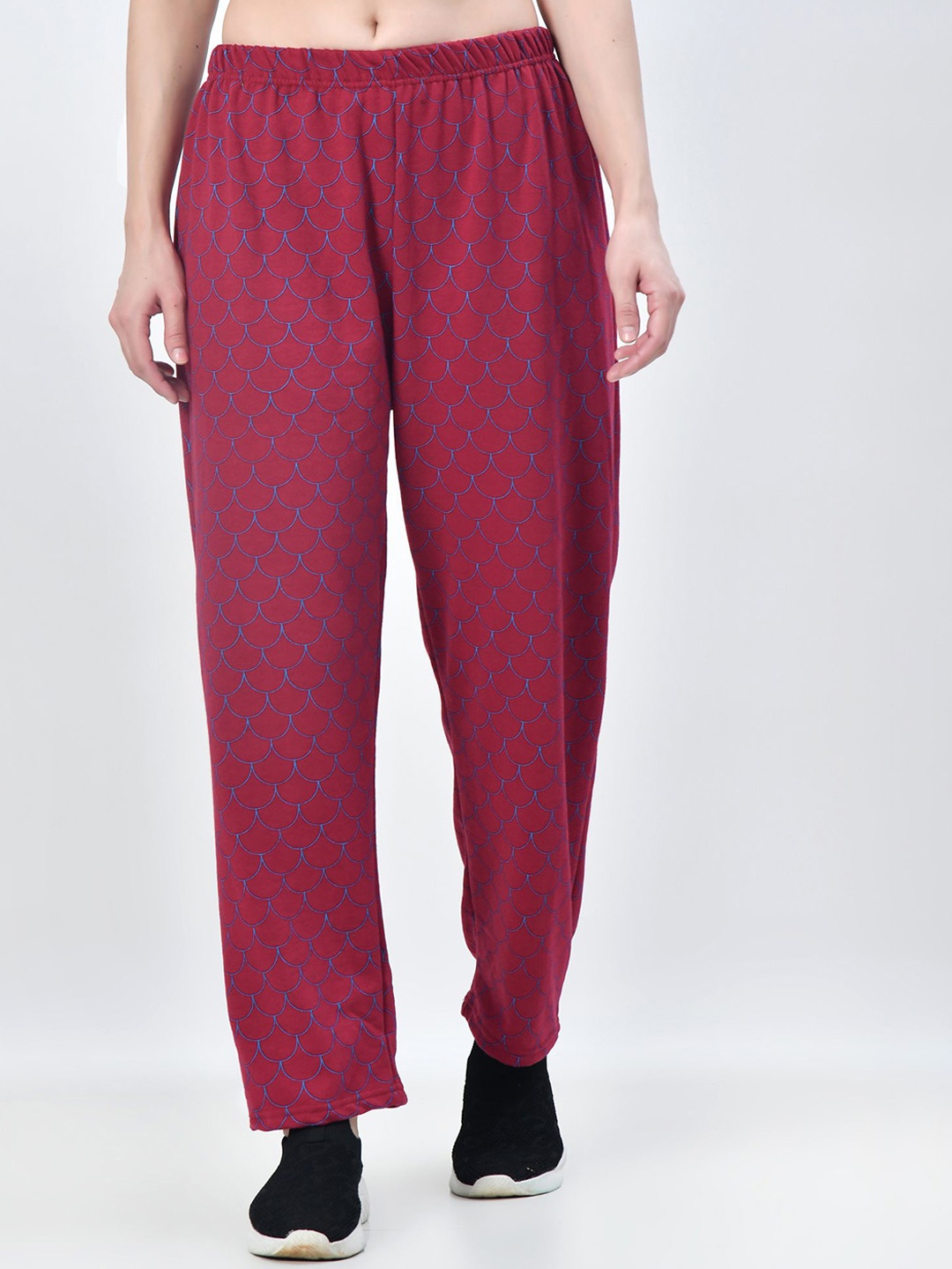 

BAESD Women Printed Fleece Track Pants, Maroon