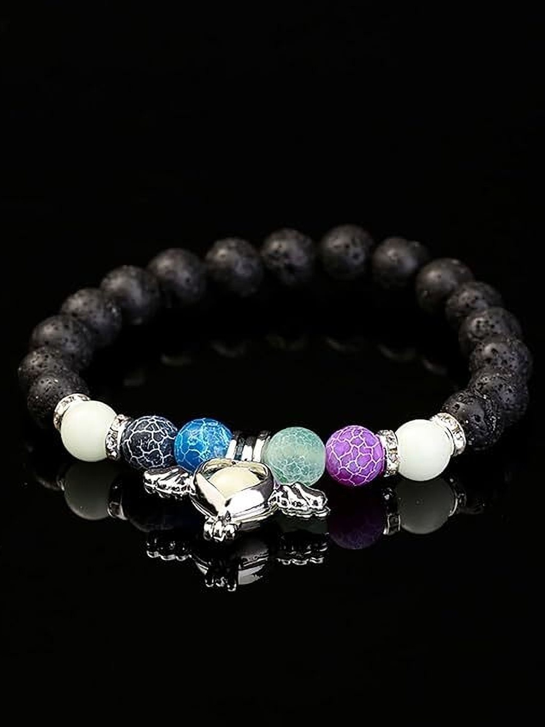 

Lila Unisex Beaded Elasticated Bracelet, Black