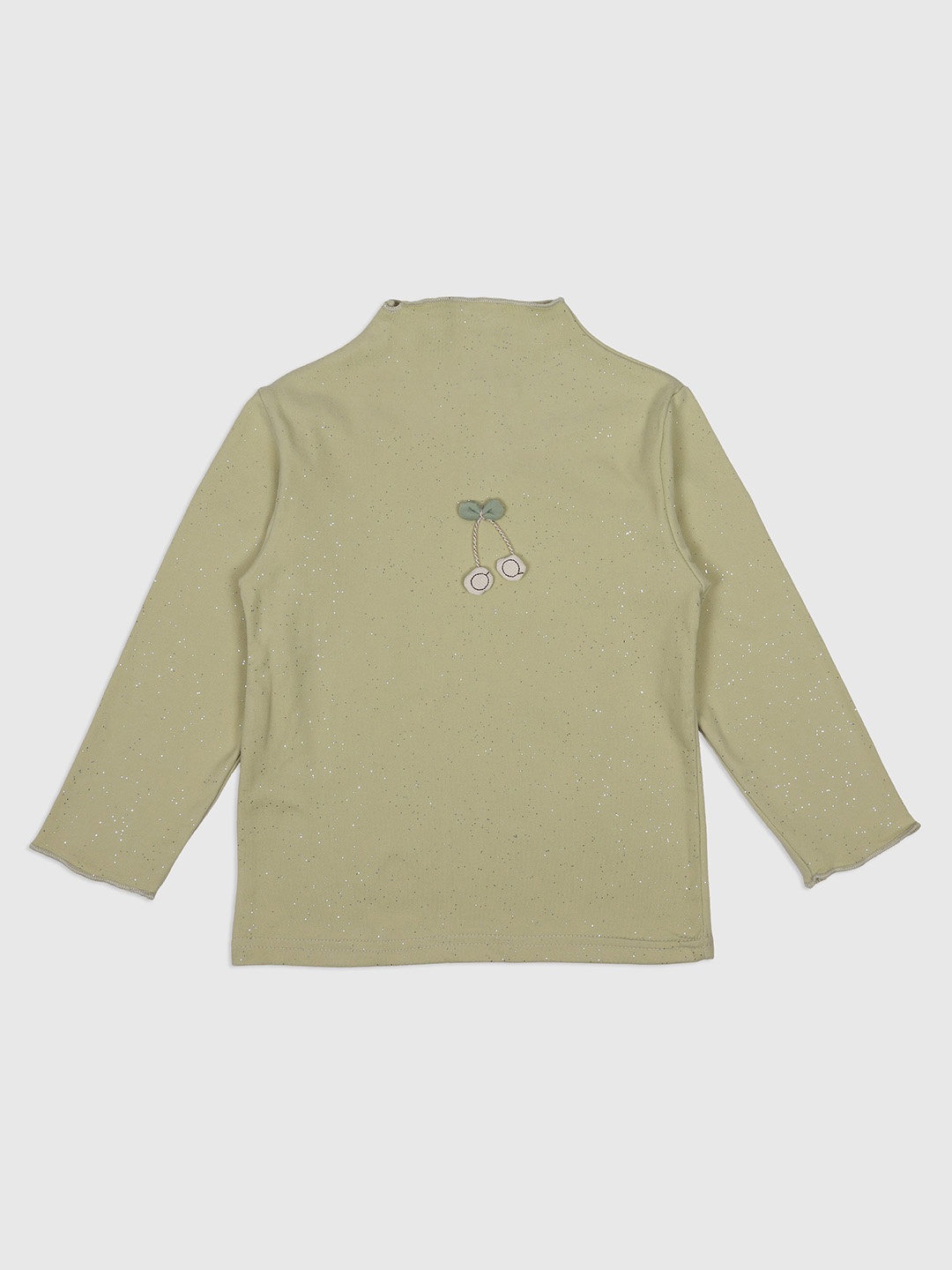

CHUNMUN Girls Solid High Neck Wool Top, Green