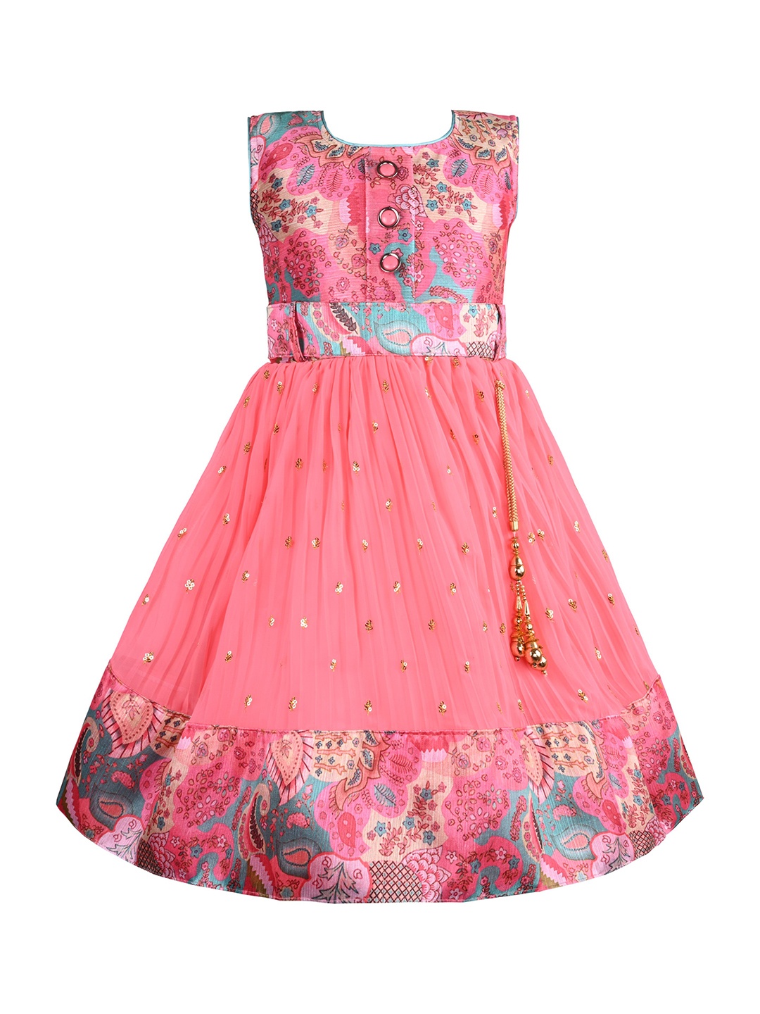 

Wish Karo Girl Floral Print Fit & Flare Dress, Peach