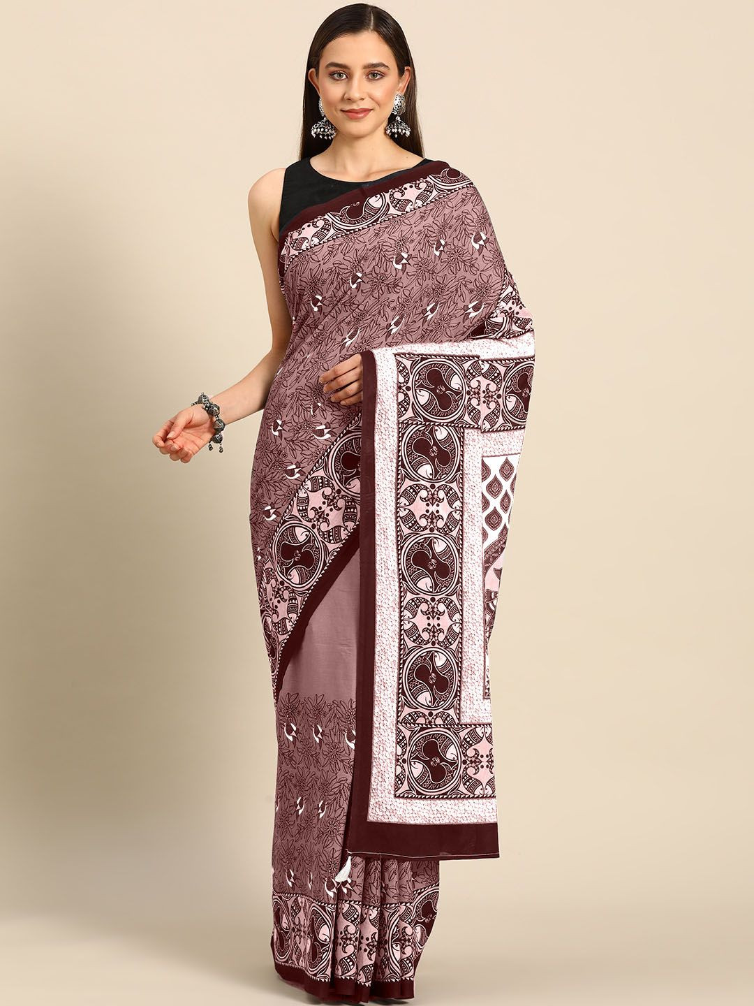 

BUTA BUTI Women Ethnic Motifs Printed Pure Cotton Saree, Mauve
