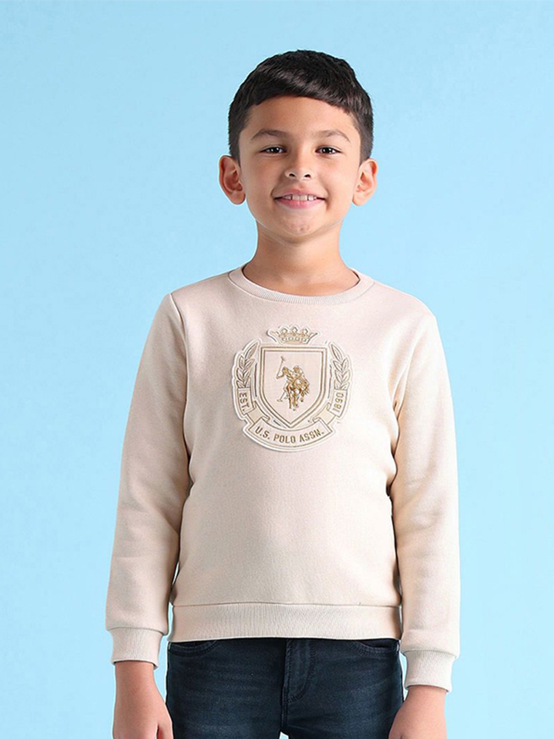 

U.S. Polo Assn. Kids Boys Printed Pullover Sweatshirt, Cream