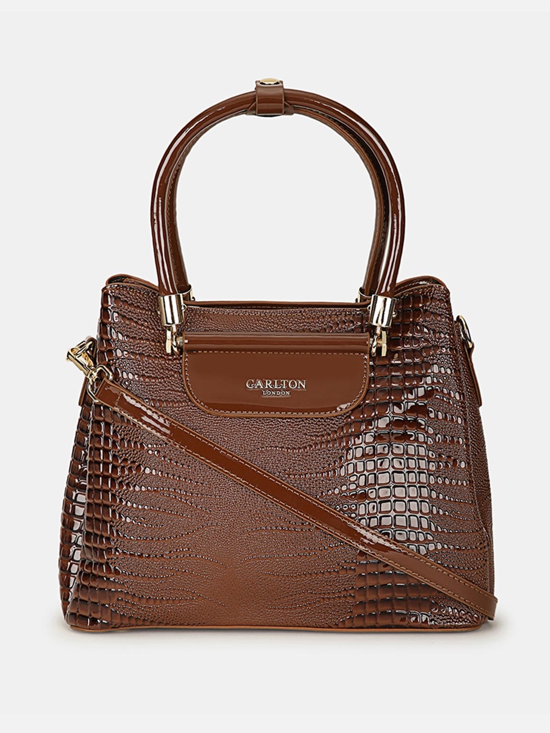 

Carlton London Textured Swagger Satchel, Coffee brown