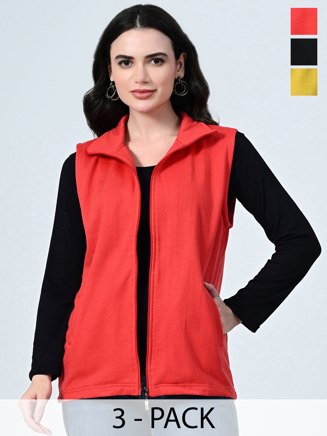 

BAESD Women Pack Of 3 Lightweight Open Front Jacket, Red
