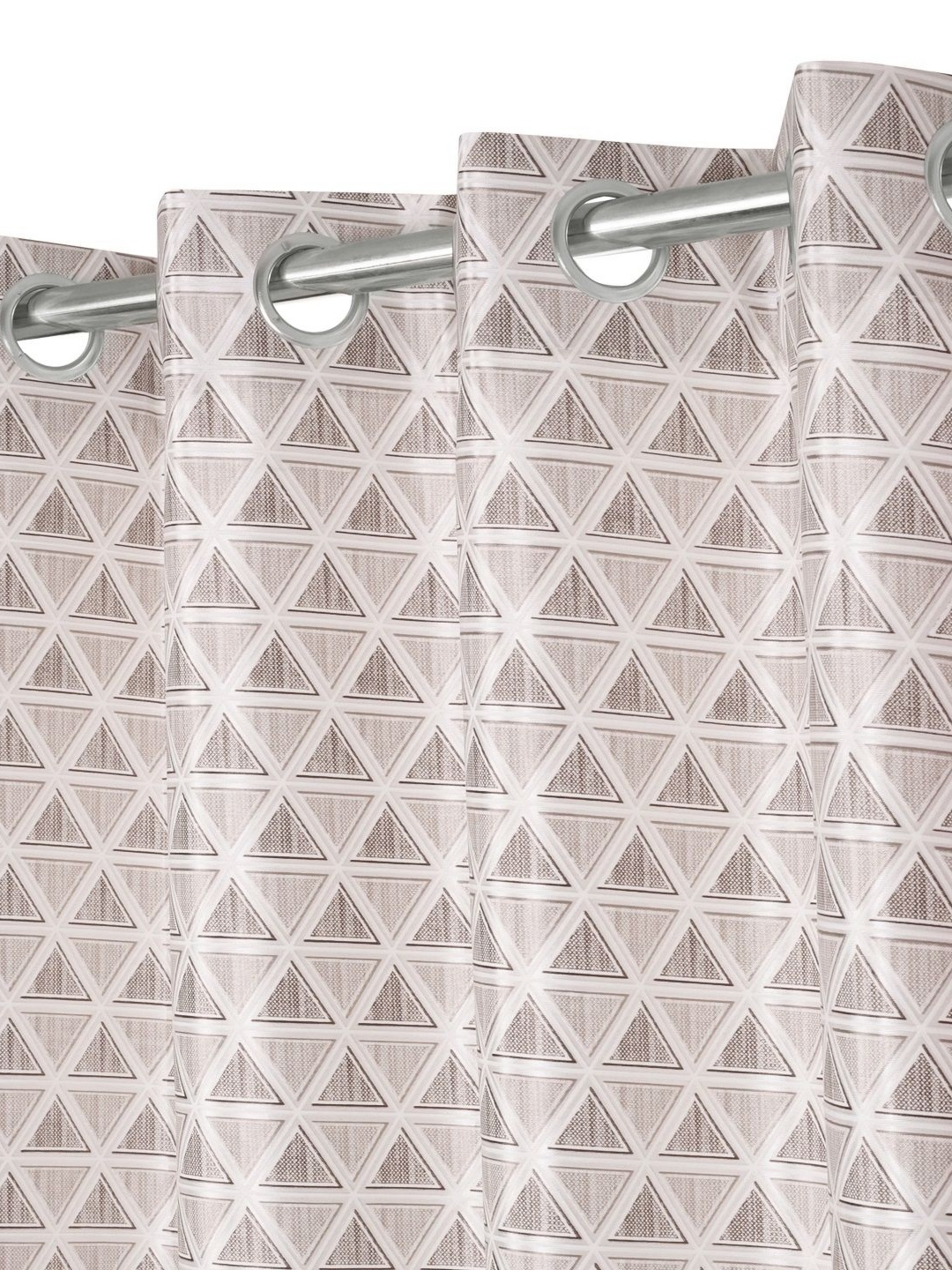 

REYANSH DECOR Grey & White 2 Pieces Geometric Printed Room Darkening Window Curtain
