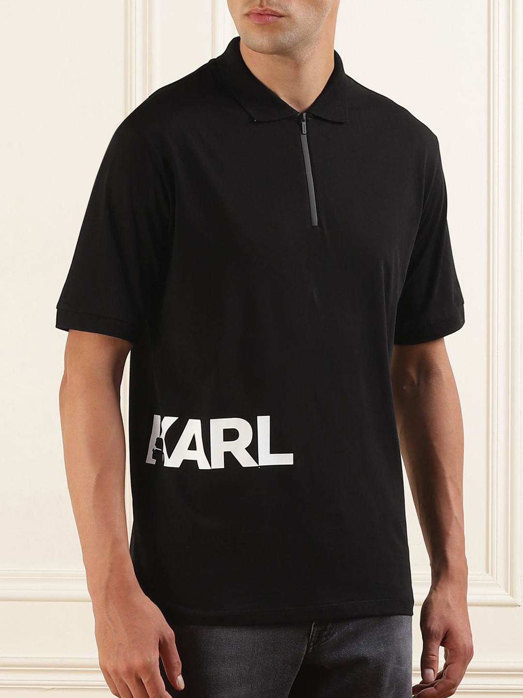 

Karl Lagerfeld Men Polo Collar Slim Fit T-shirt, Black