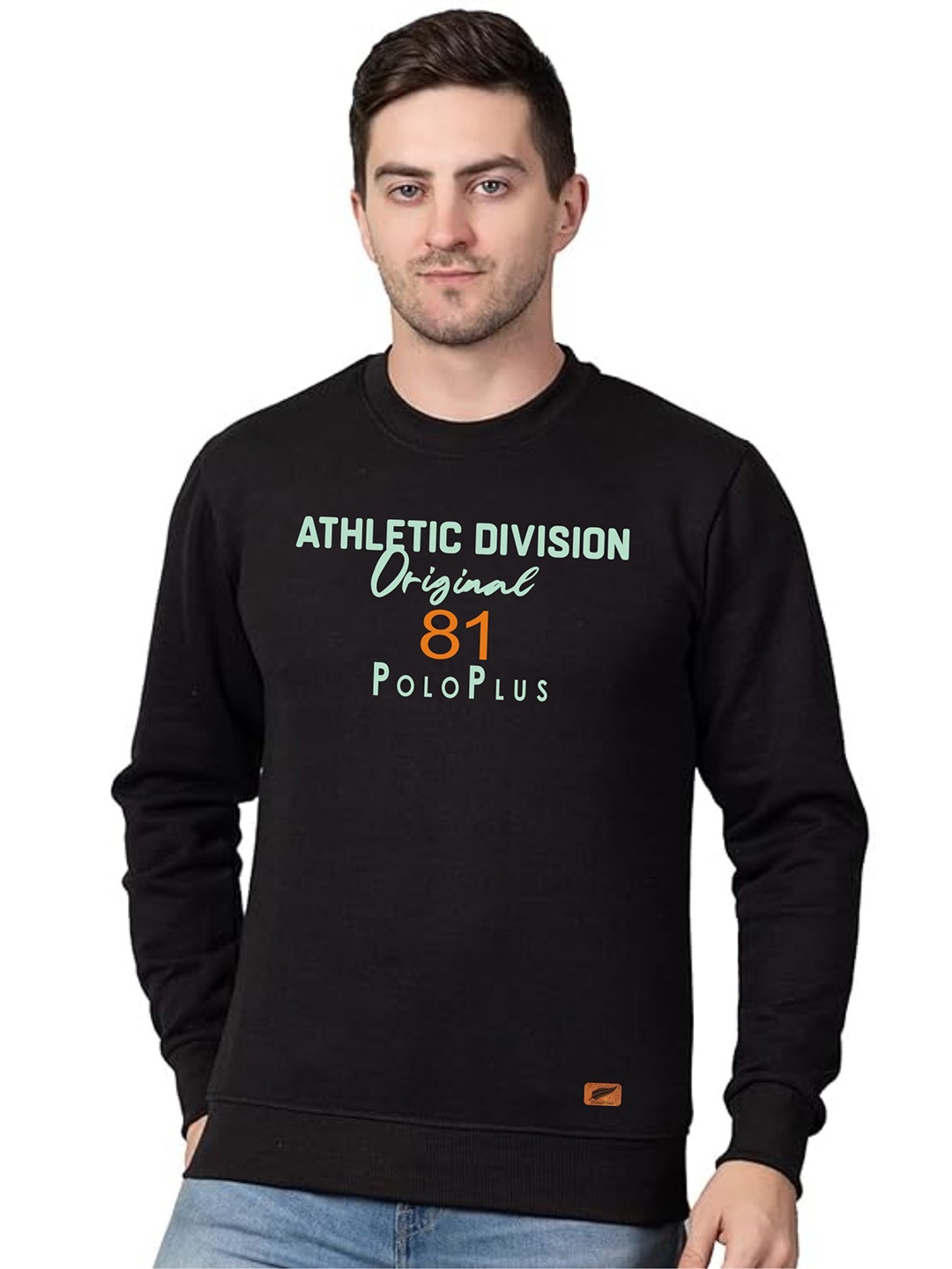 

Polo Plus Men Printed Round Neck Sweatshirt, Black
