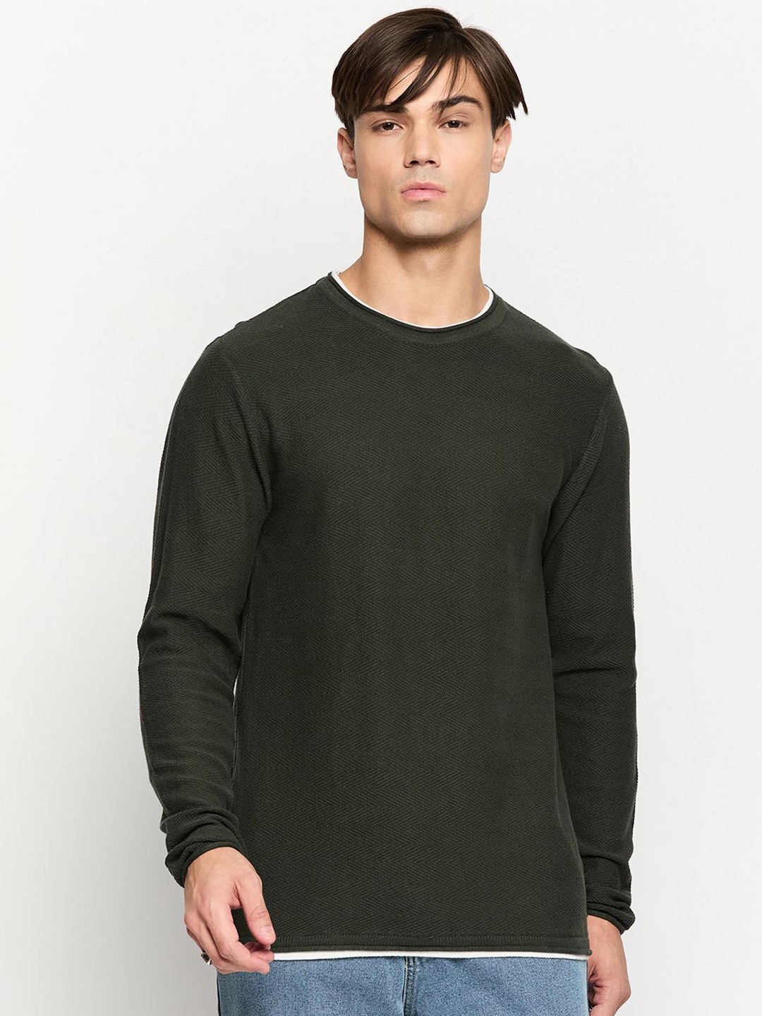 

GABBLE & WOLSH Men Cable Knit Pullover, Olive