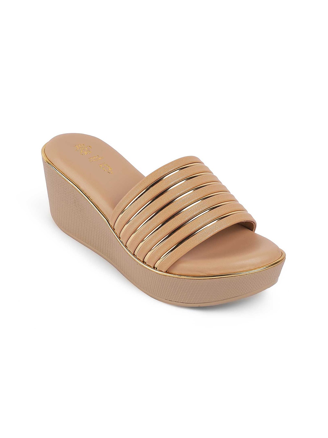 

Tresmode Striped Wedge Heel Sandals, Beige