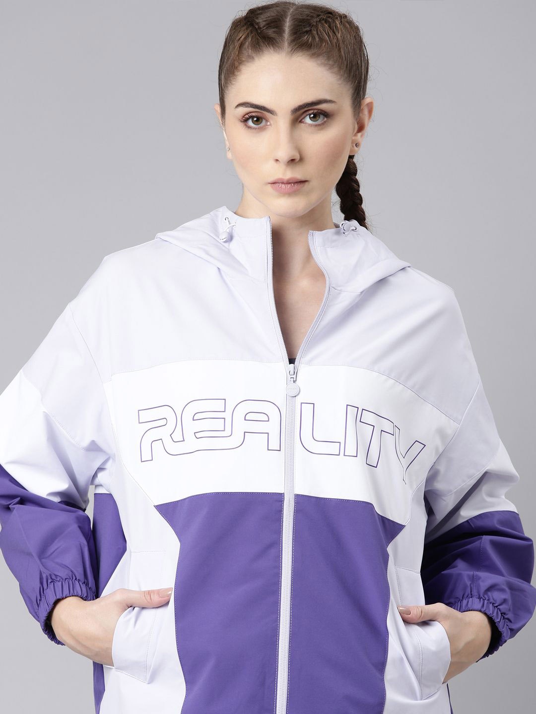 

Xtep Women Colourblocked Windcheater Varsity Jacket, Purple