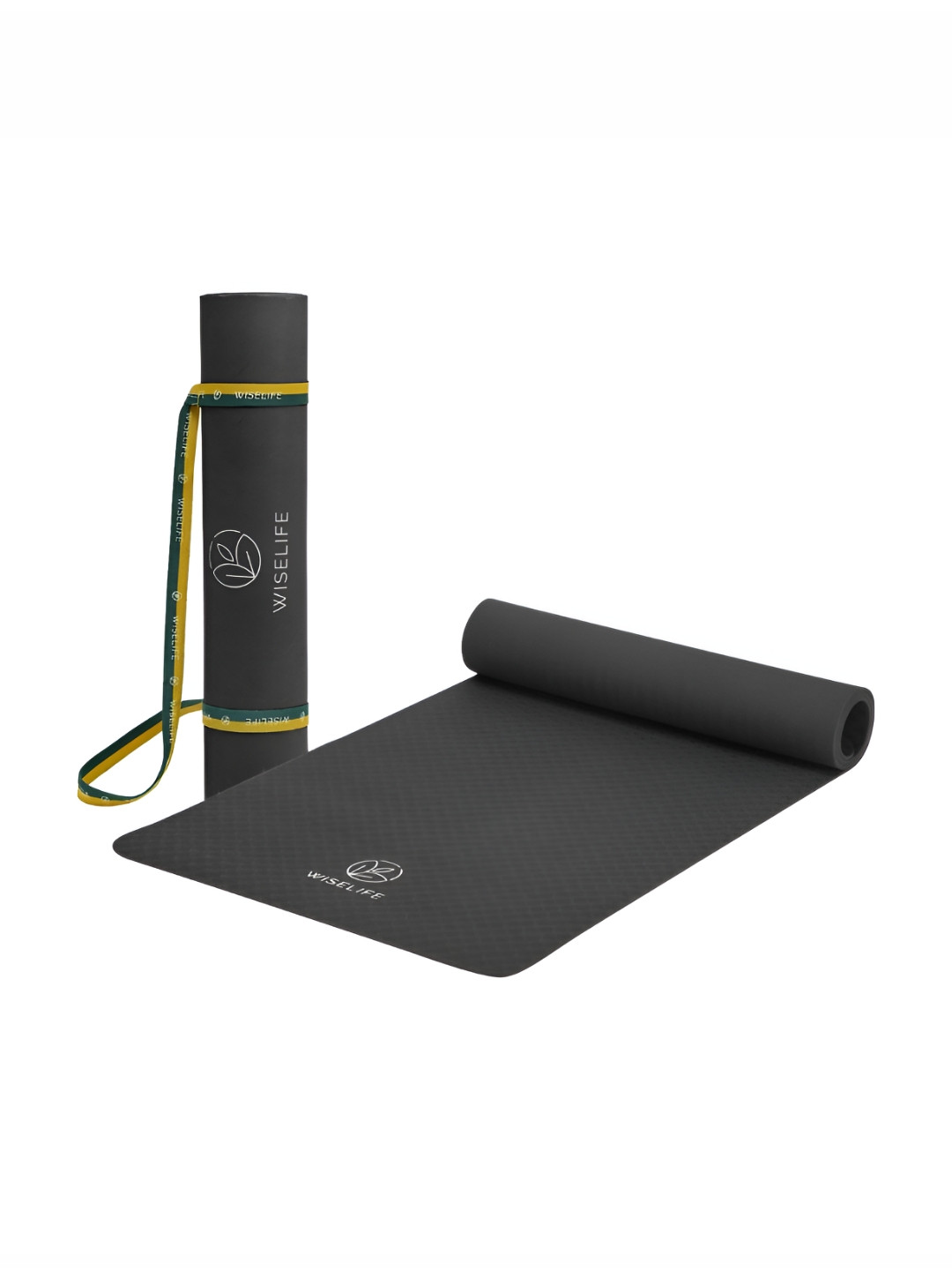 

WiseLife Black Printed Rectangular Yoga Mat & Carry Strap