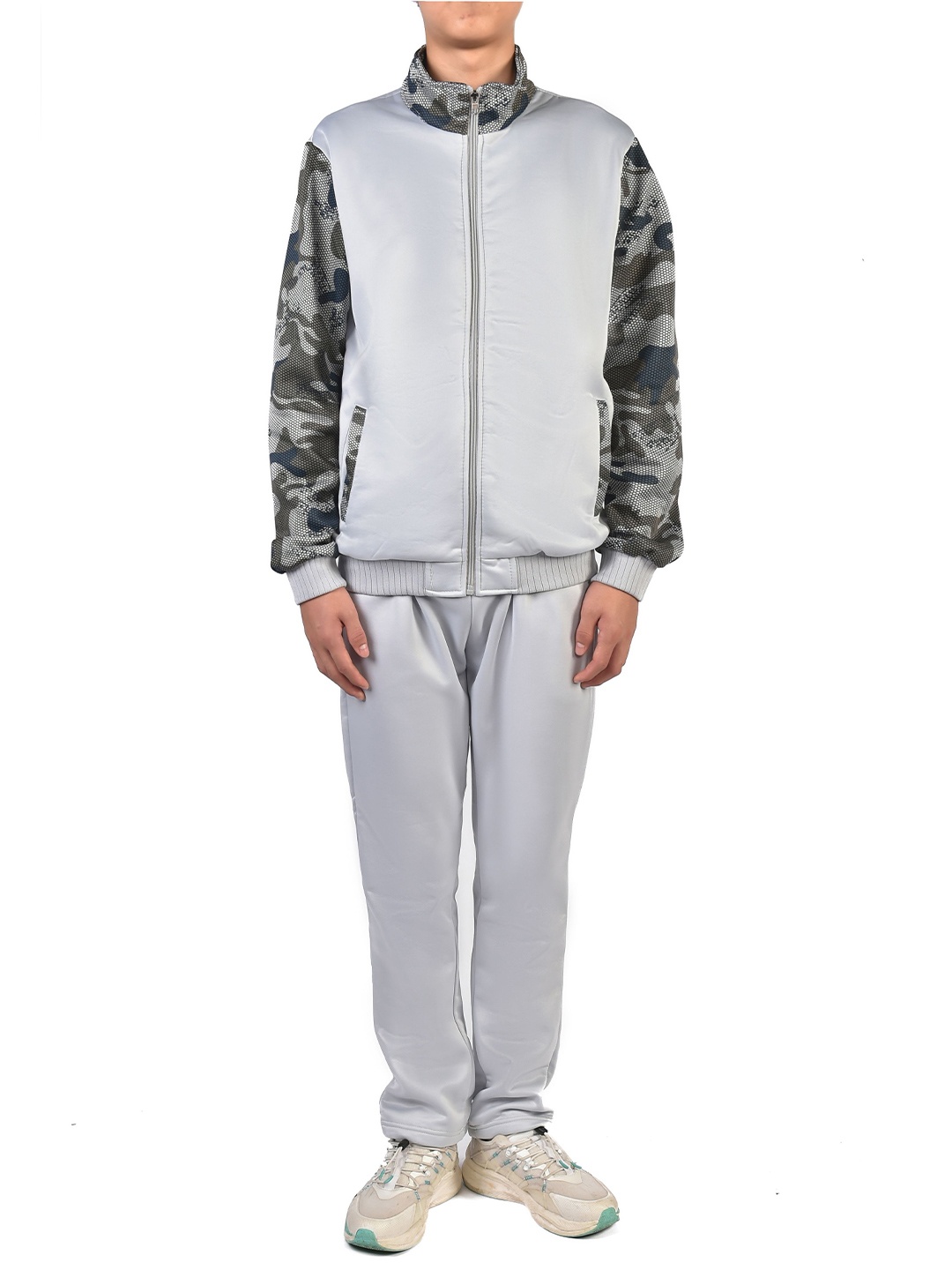 

StyleCast x Revolte Colourblocked Mock Collar Jacket with Trouser Tracksuits, Grey