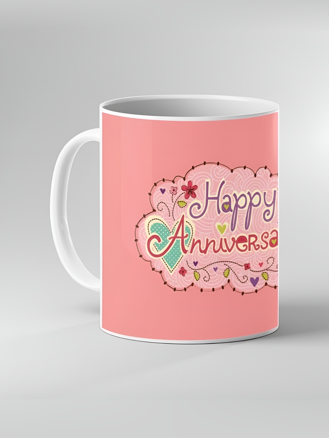 

Keviv White & Pink Text or Slogans Printed Ceramic Glossy Mug 325 ml