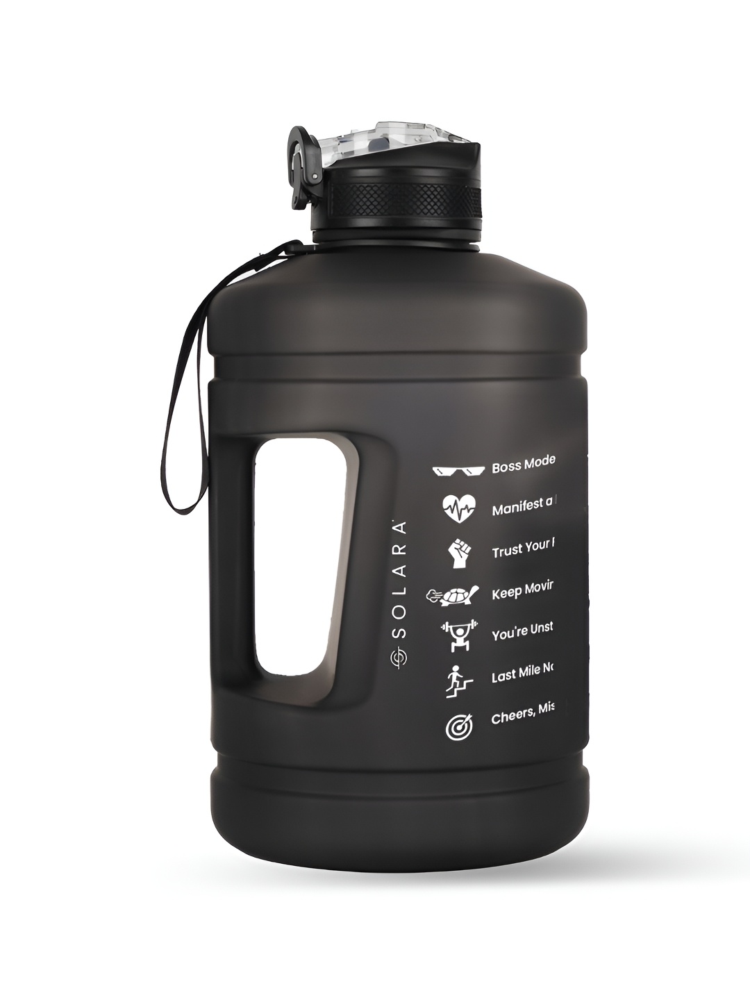 

Solara Black Typography Motivational Printed Tritan Sipper Water Bottle 3.8 L