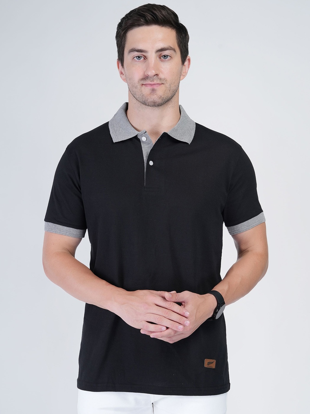 

Polo Plus Men Bio Finish Solid Polo Collar Cotton T-shirt, Black