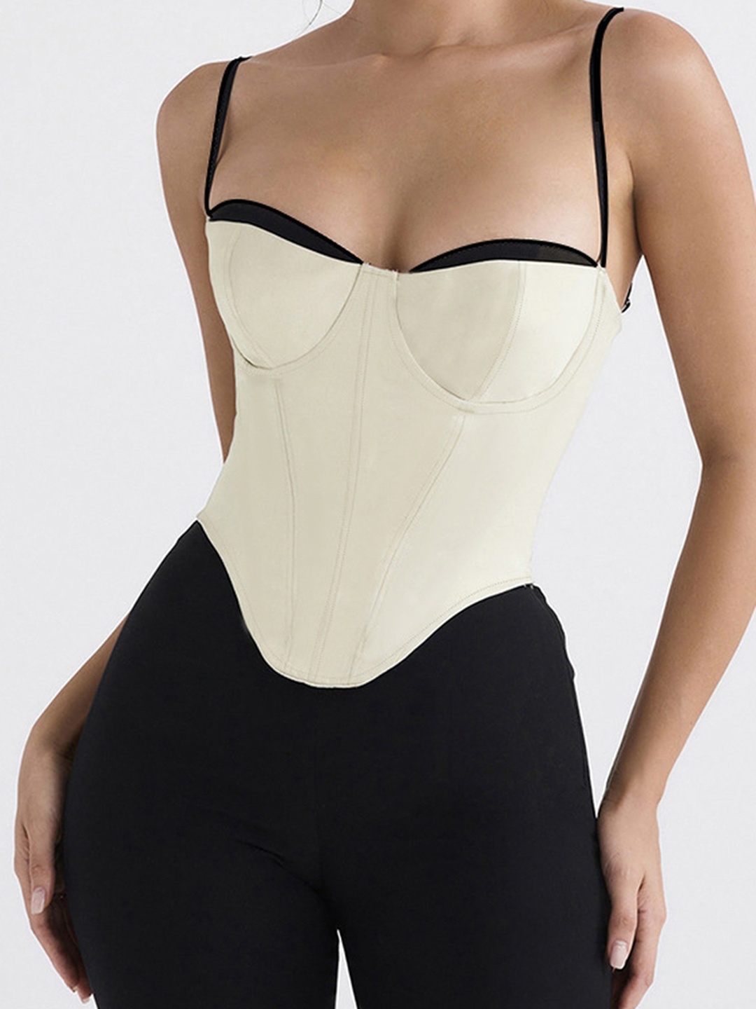

LULU & SKY Women Solid Shoulder Straps Top, Beige