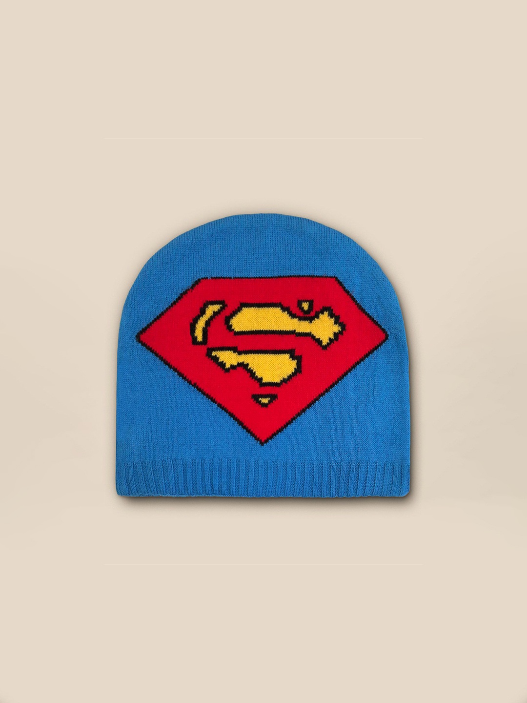 

Free Authority Men Superman Self Design Acrylic Beanies, Blue