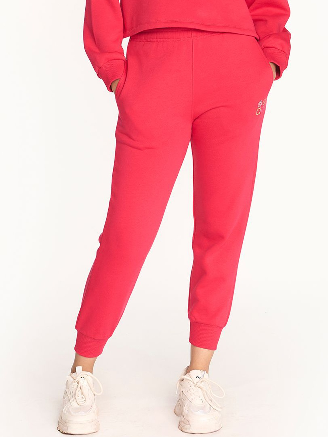 

Hunnit Women Active Wear Jogger Pants with 2 Side Pockets, Pink
