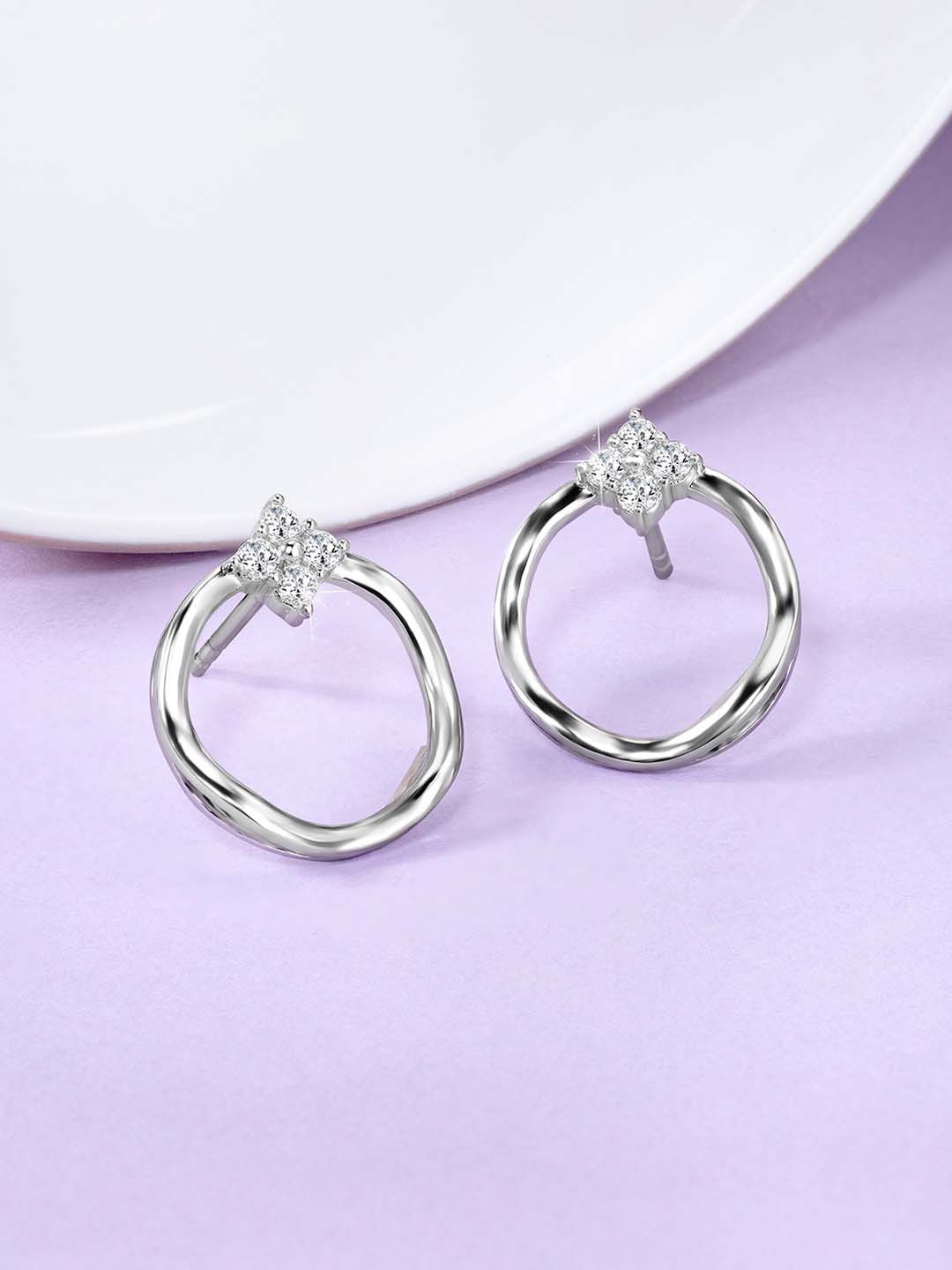 

Silvora by Peora 925 Sterling Silver Rhodium Plated Cubic Zirconia Studs