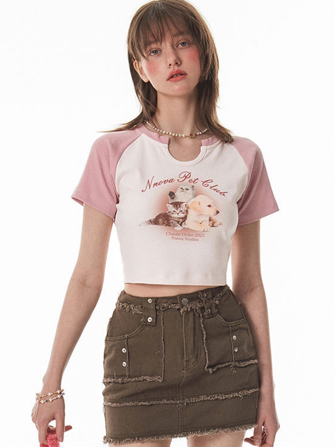 

LULU & SKY Women Graphic Printed Round Neck Top, Off white