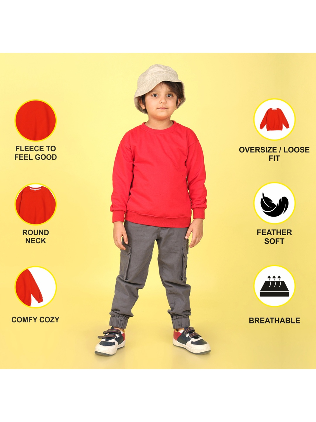 

NUSYL Boys Printed Oversized Sweatshirt, Red
