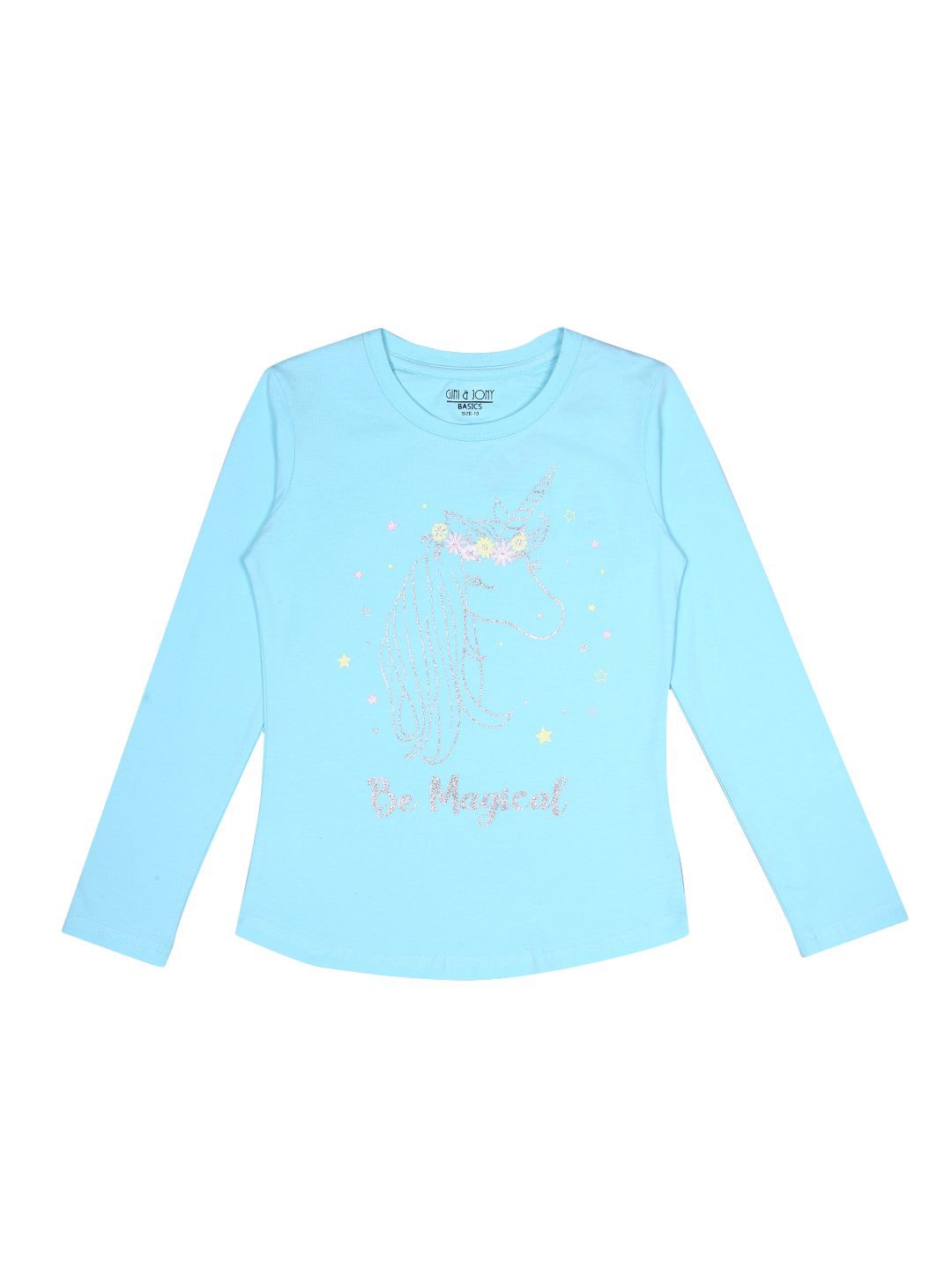 

Gini and Jony Girls Embellished Round Neck Cotton T-shirt, Blue