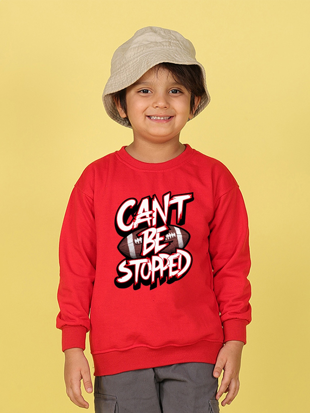 

NUSYL Boys Printed Oversized Sweatshirt, Red