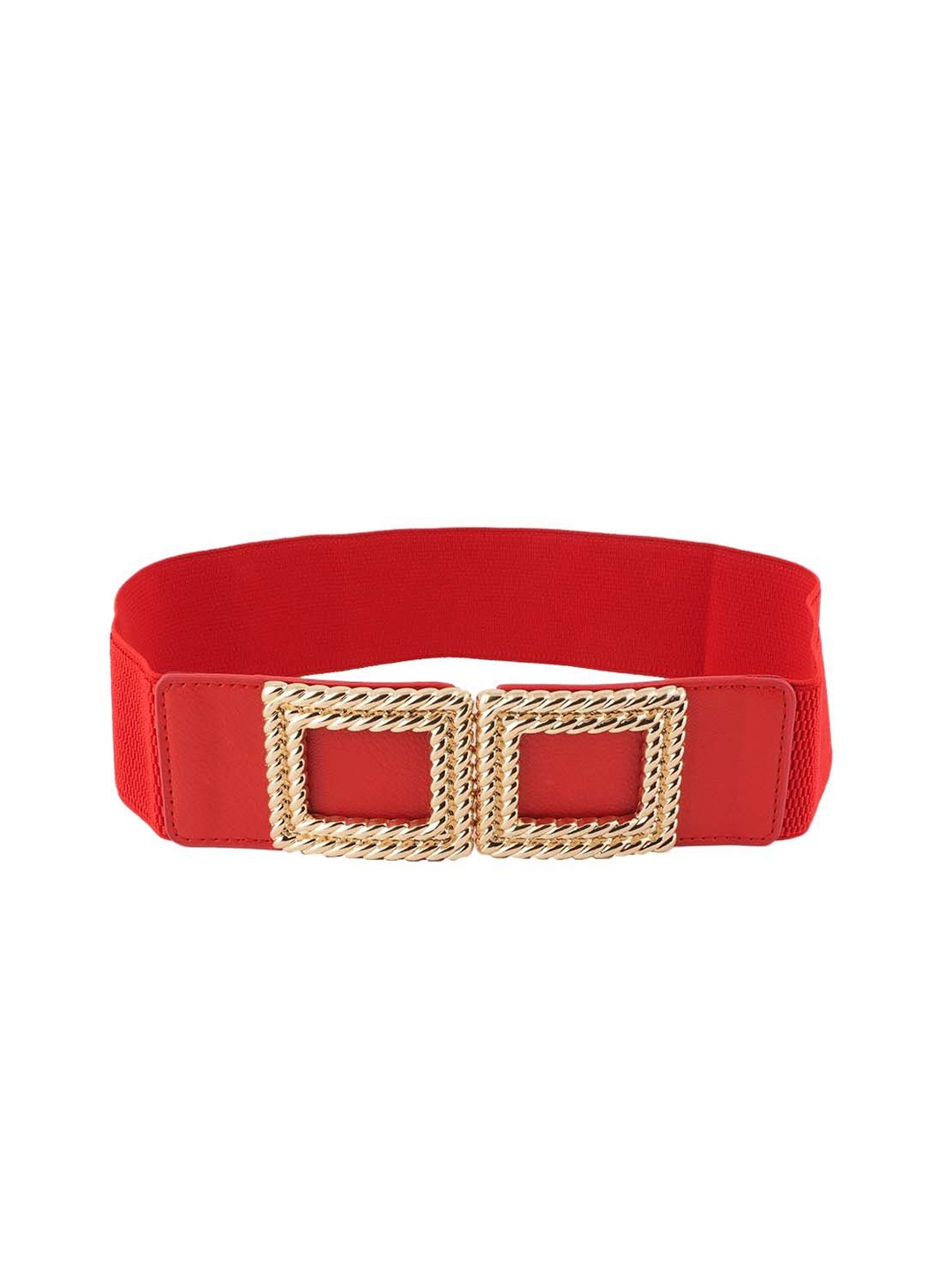 

Style Shoes Women Interlock Closure Stretchable Textured Belt, Red