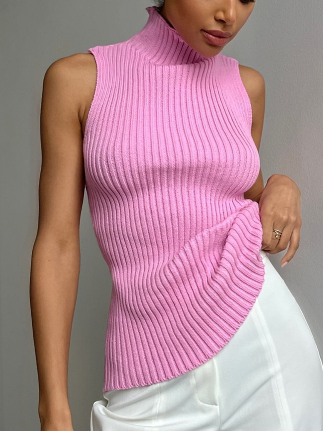 

LULU & SKY Women Self Design High Neck Top, Lavender