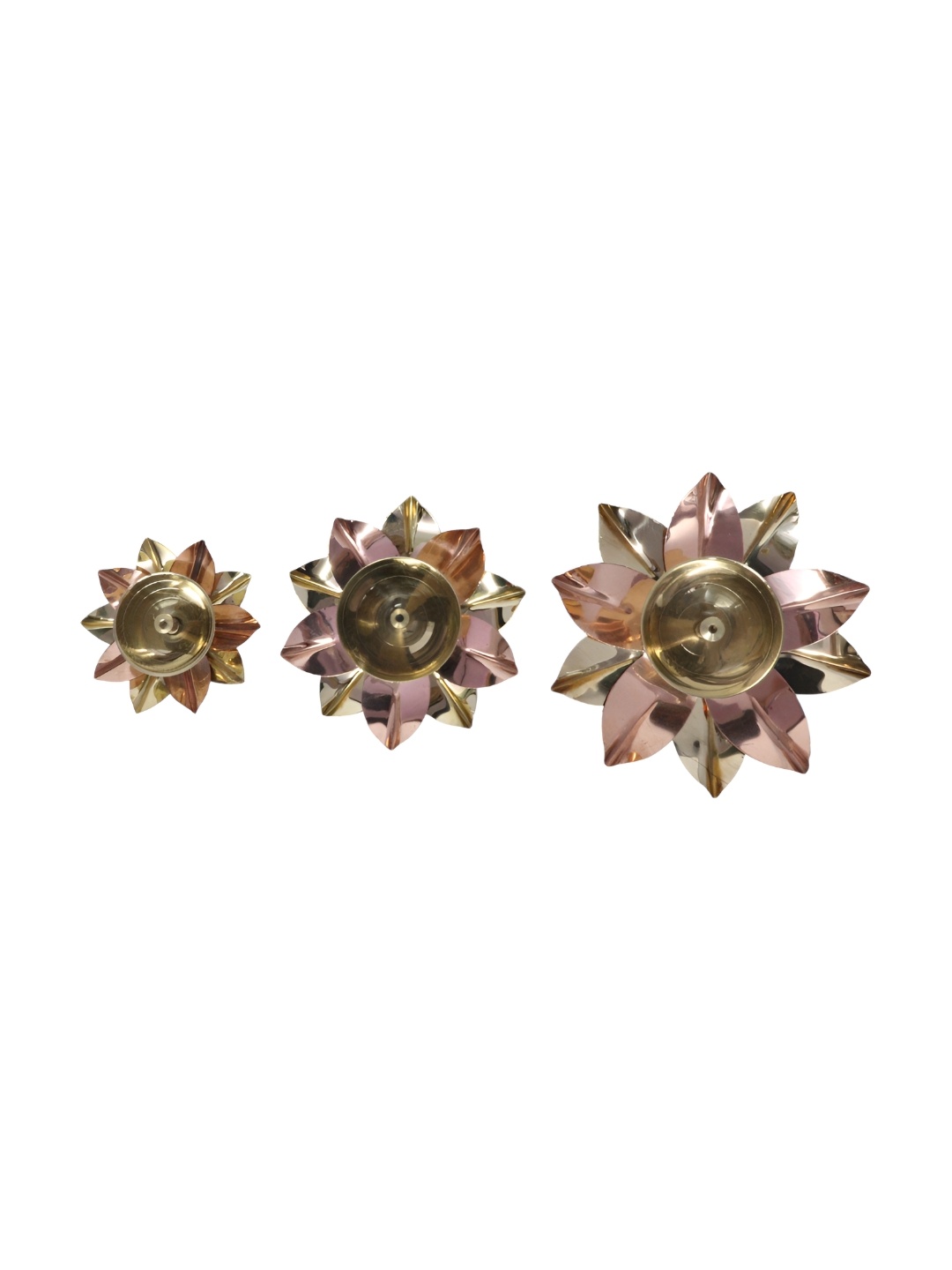 

Extreme Karigari Gold-Toned & Copper-Toned 3 Pieces Flower Shaped Diya Set