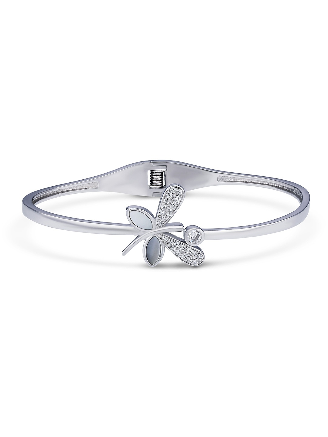 

DressBerry Rhodium-Plated Sterling Silver Cubic Zirconia Bangle-Style Bracelet