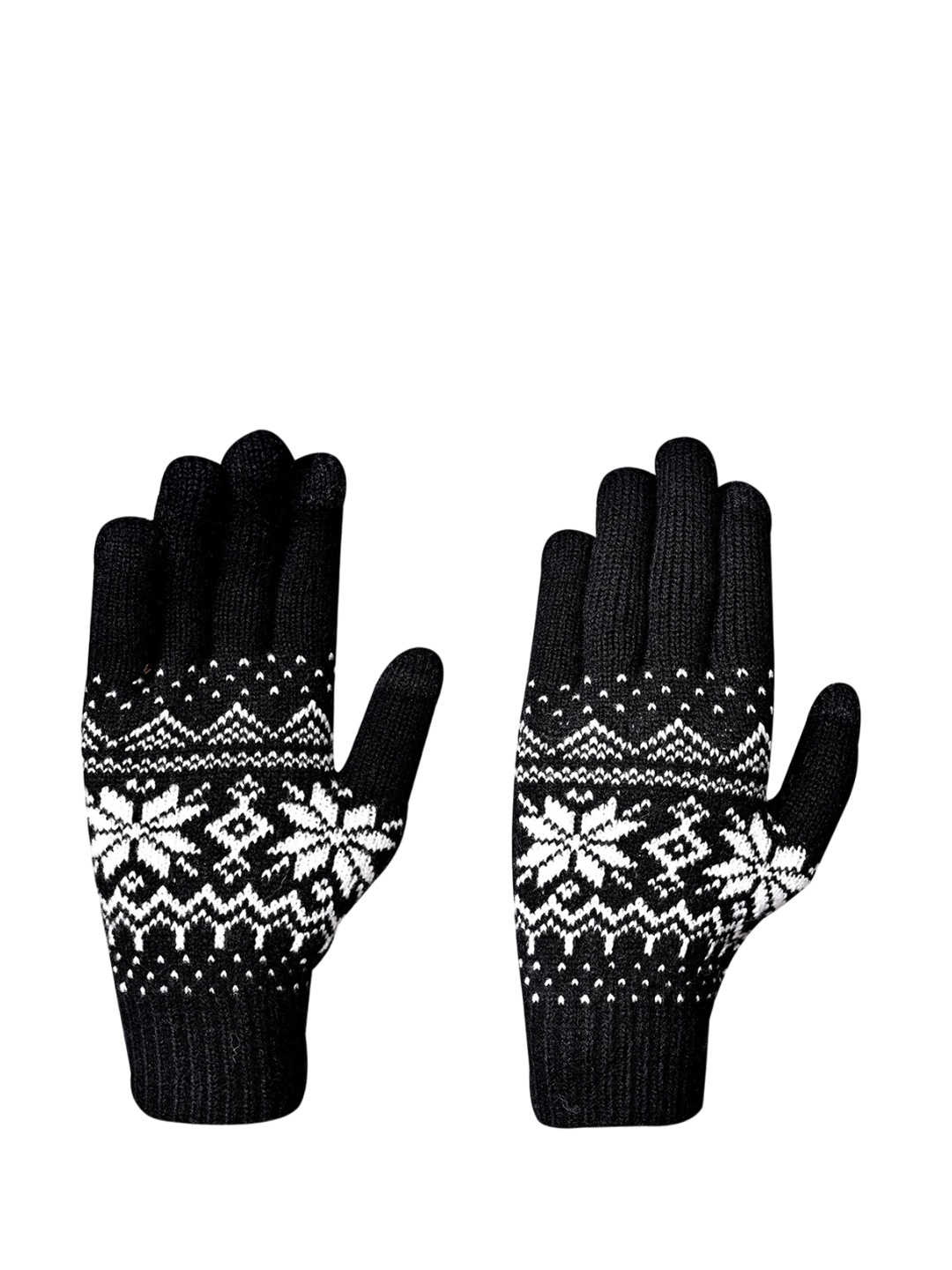 

LOOM LEGACY Men Patterned Acrylic Touchscreen Gloves, Black