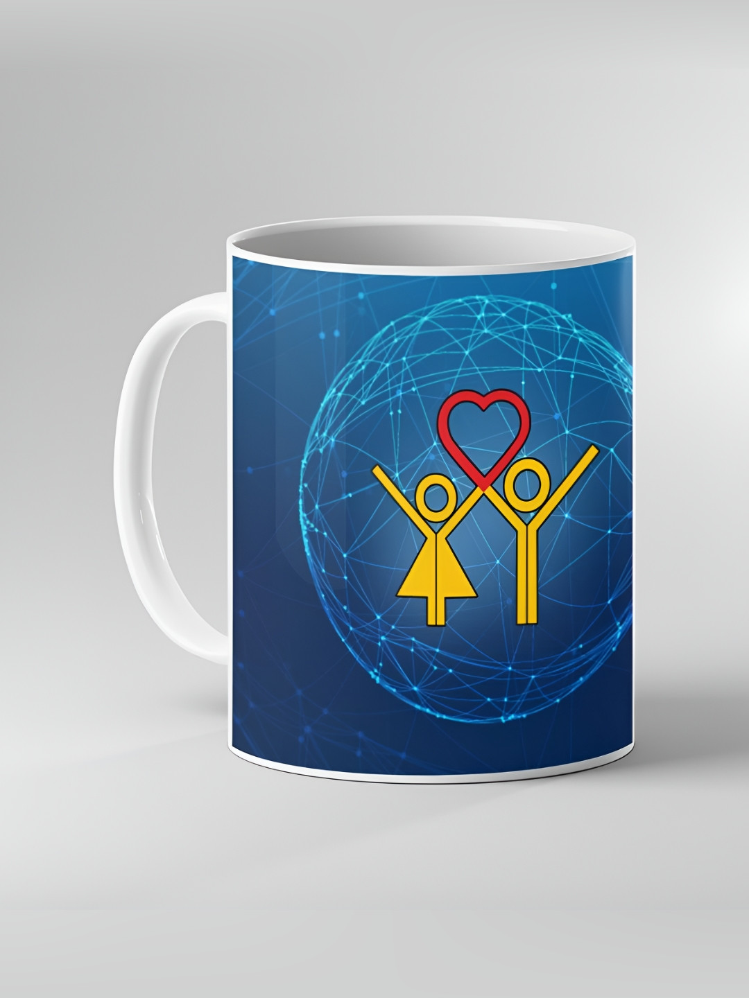 

Keviv White & Blue Graphic Printed Ceramic Glossy Mug 325ml