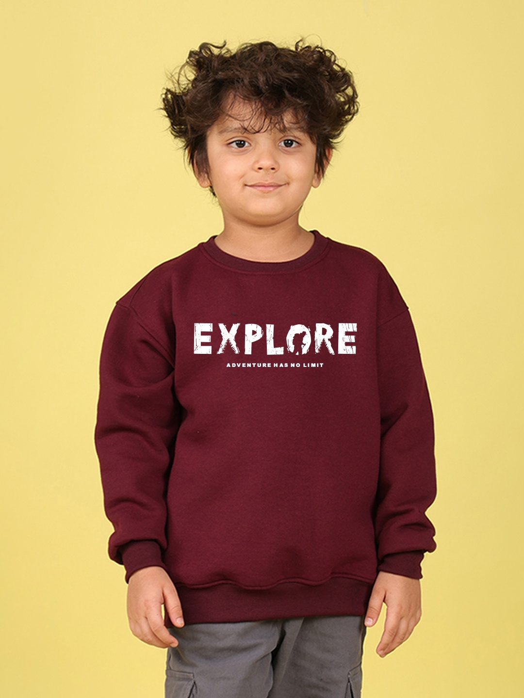 

NUSYL Boys Printed Oversized Sweatshirt, Maroon