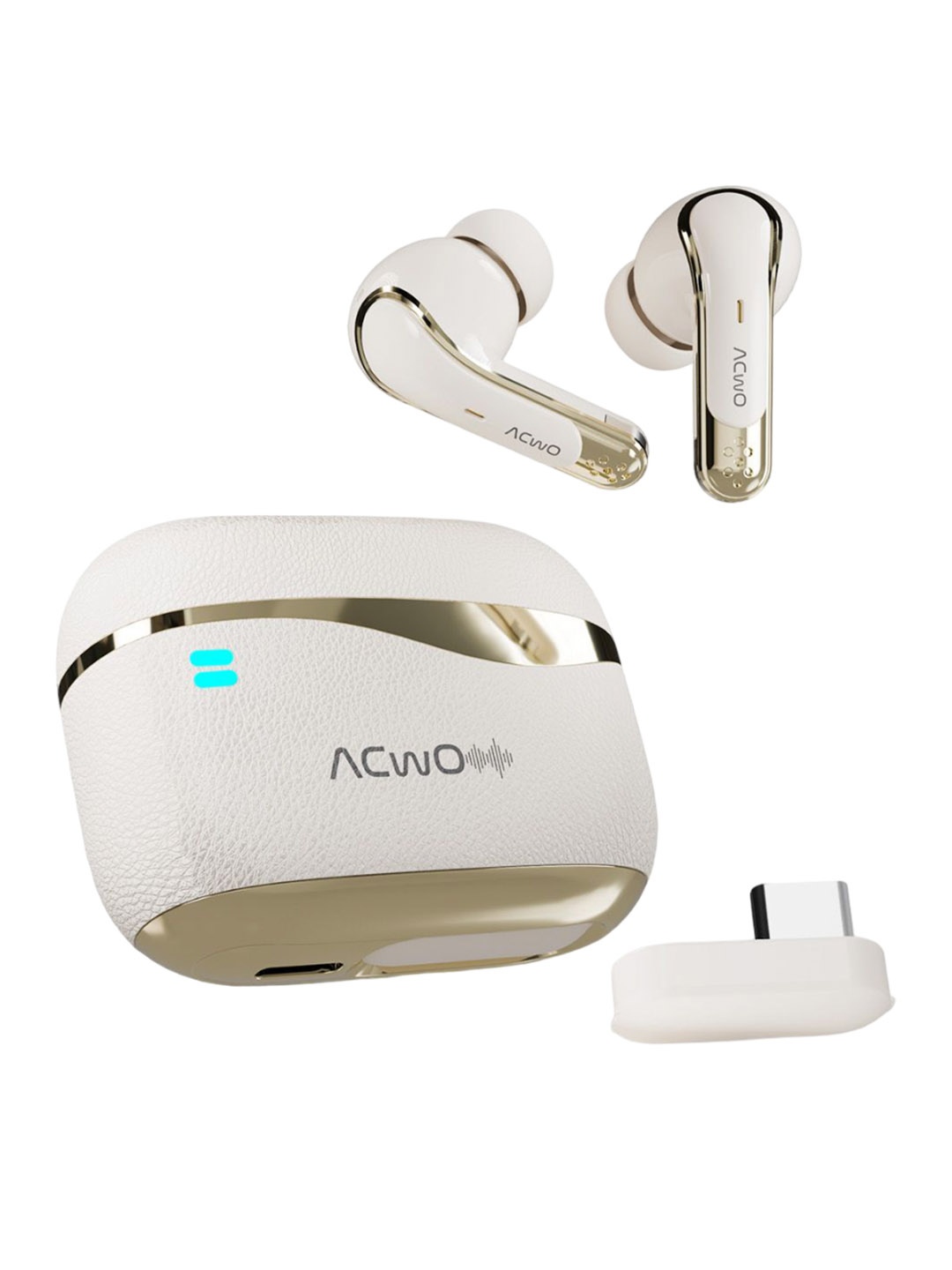 

ACwO DwOTS X French Creme 50Hrs Playtime TWS Dual Connectivity 2.4GHz ANC Earbuds, White