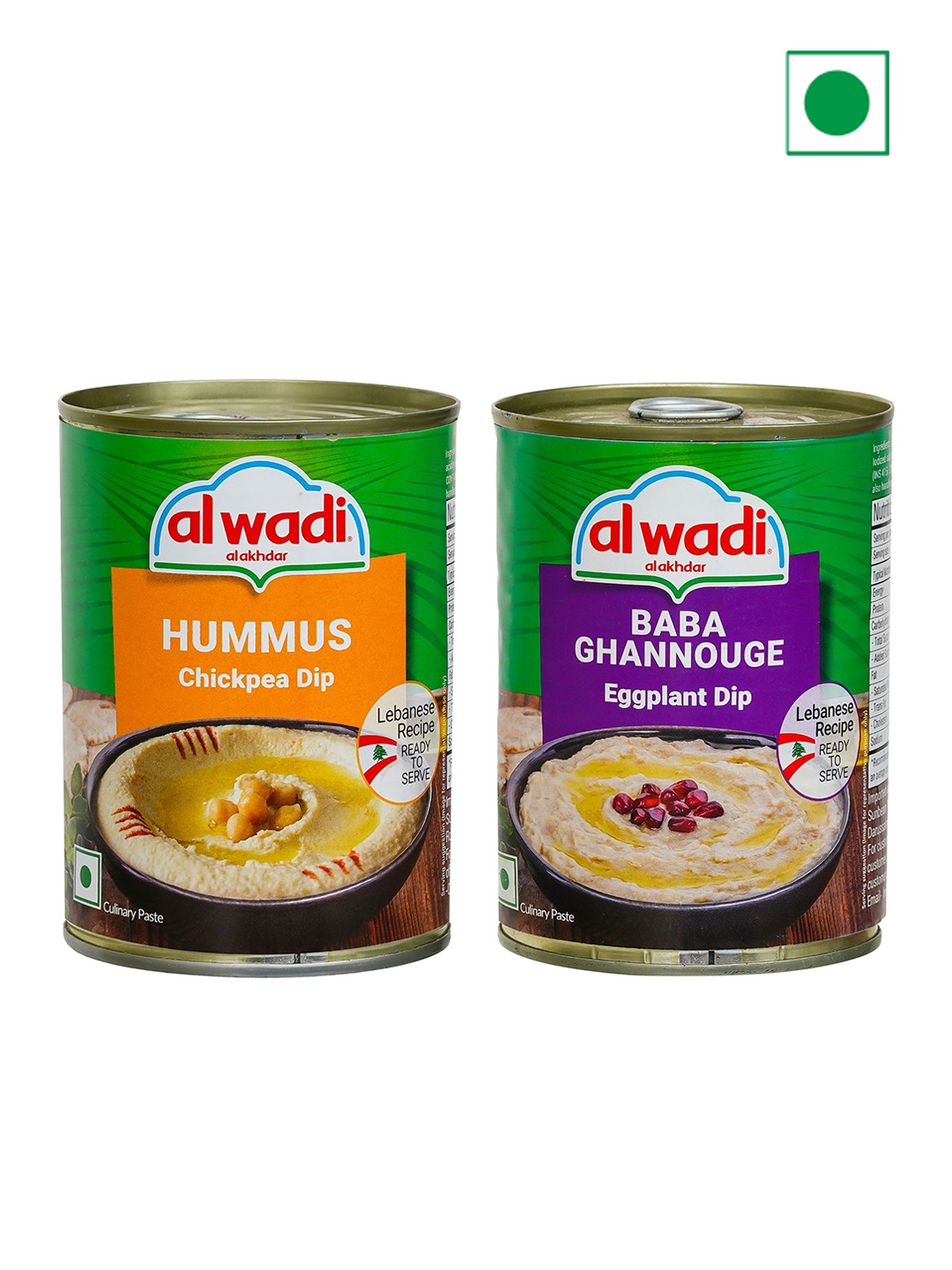 

Al Wadi Set Of 2 Hummus Chickpea Dip & Eggplant Dip, Red