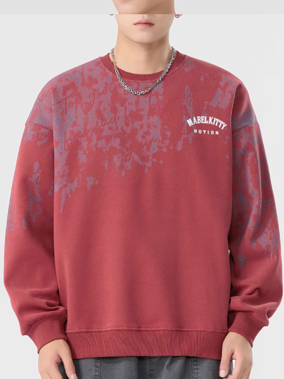 

StyleCast x Revolte Men Printed Sweatshirt, Maroon