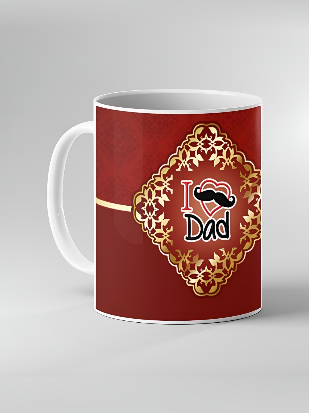 

Keviv White & Maroon I Love Dad Printed Ceramic Glossy Mugs 325 ml