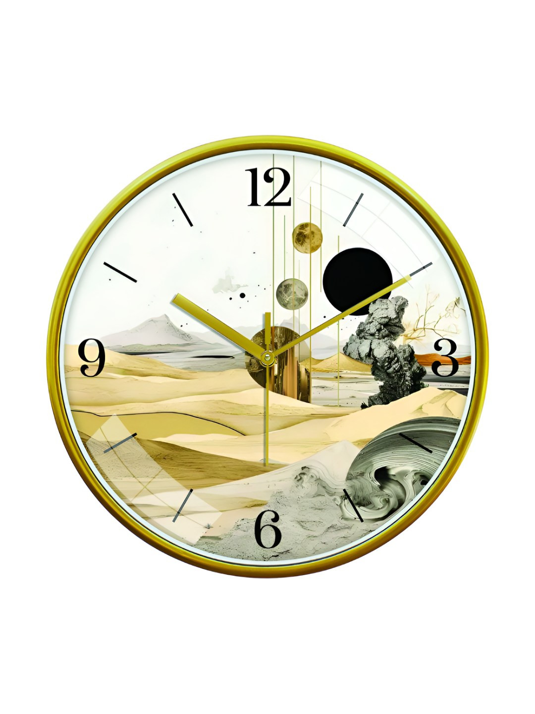 

RANDOM Printed Round Shaped Sweep Silent Movement Contemporary Wall Clock, White
