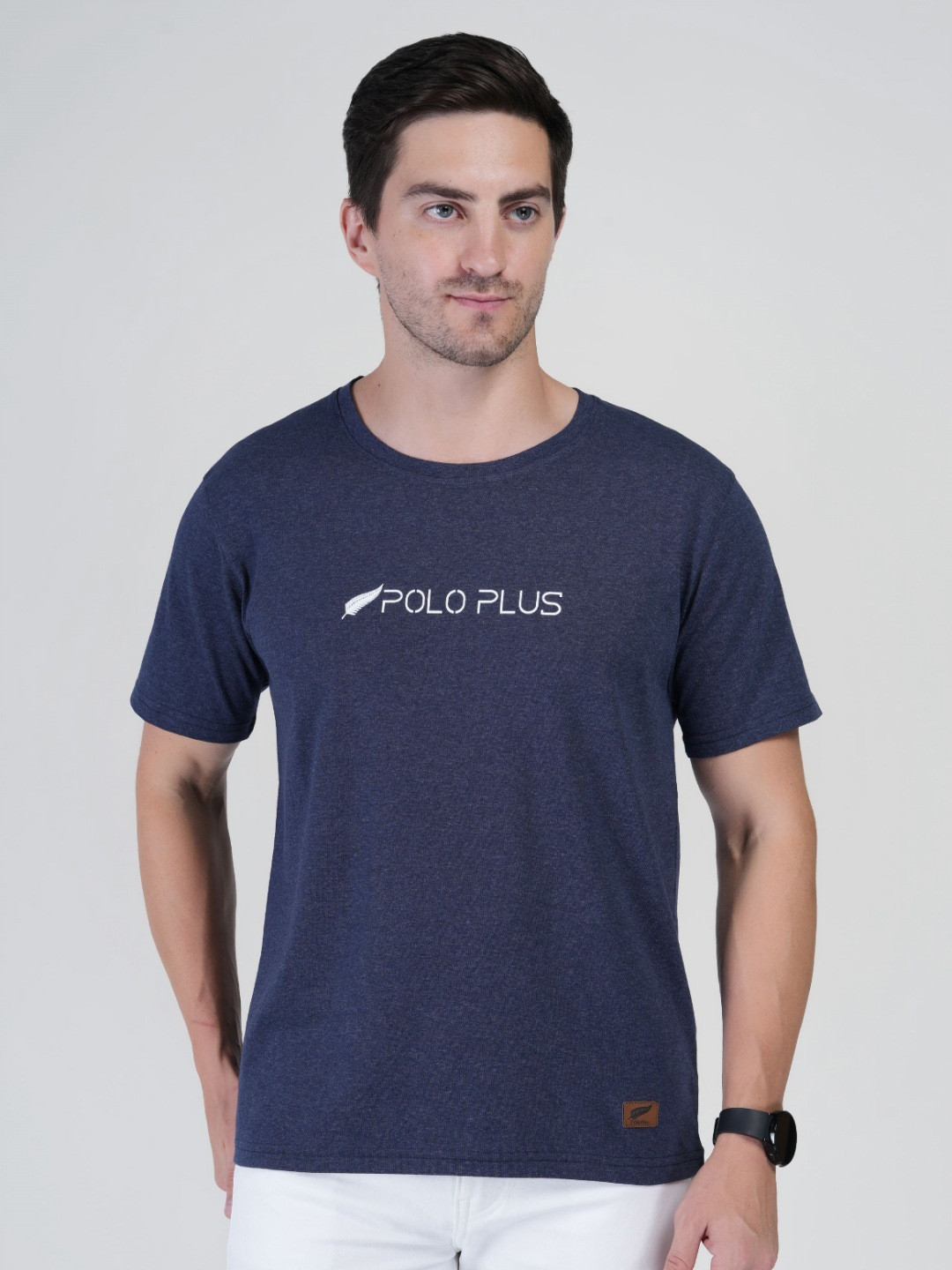 

Polo Plus Men Bio Finish Typography Printed Round Neck Cotton T-shirt, Navy blue