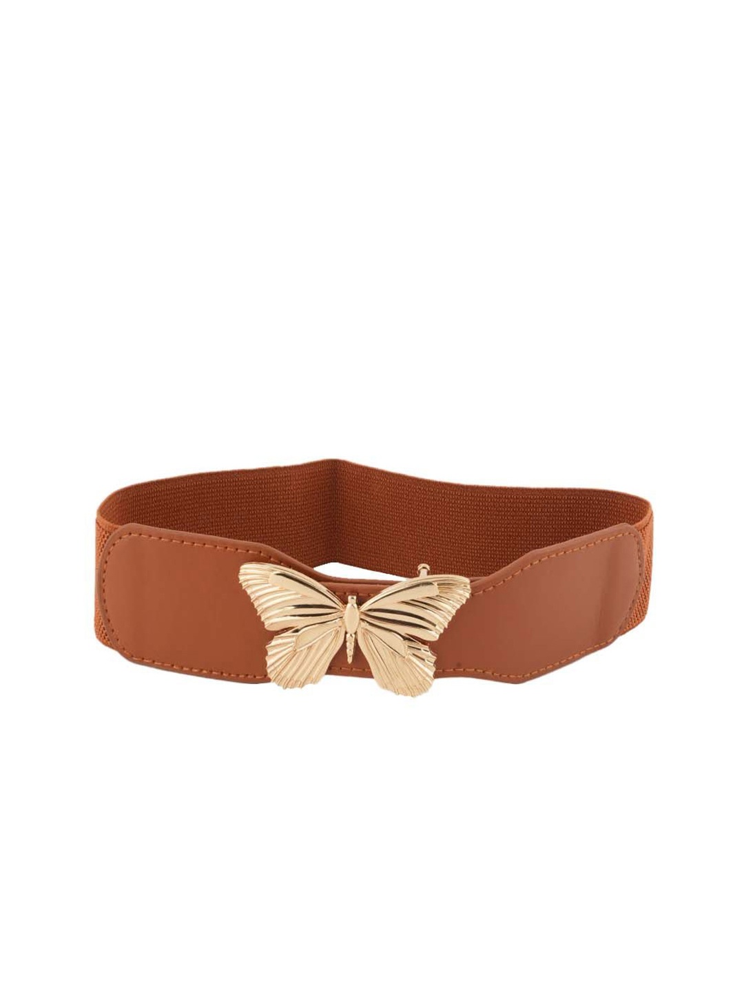 

Style Shoes Women Push Pin Closure Stretchable Textured Belt, Tan