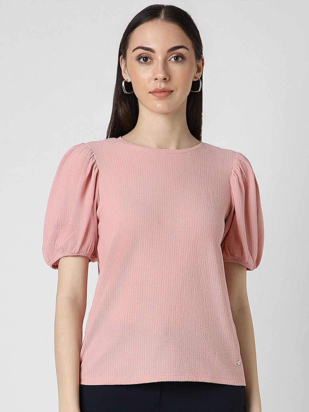 

Van Heusen Woman Self Design Round Neck Top, Pink