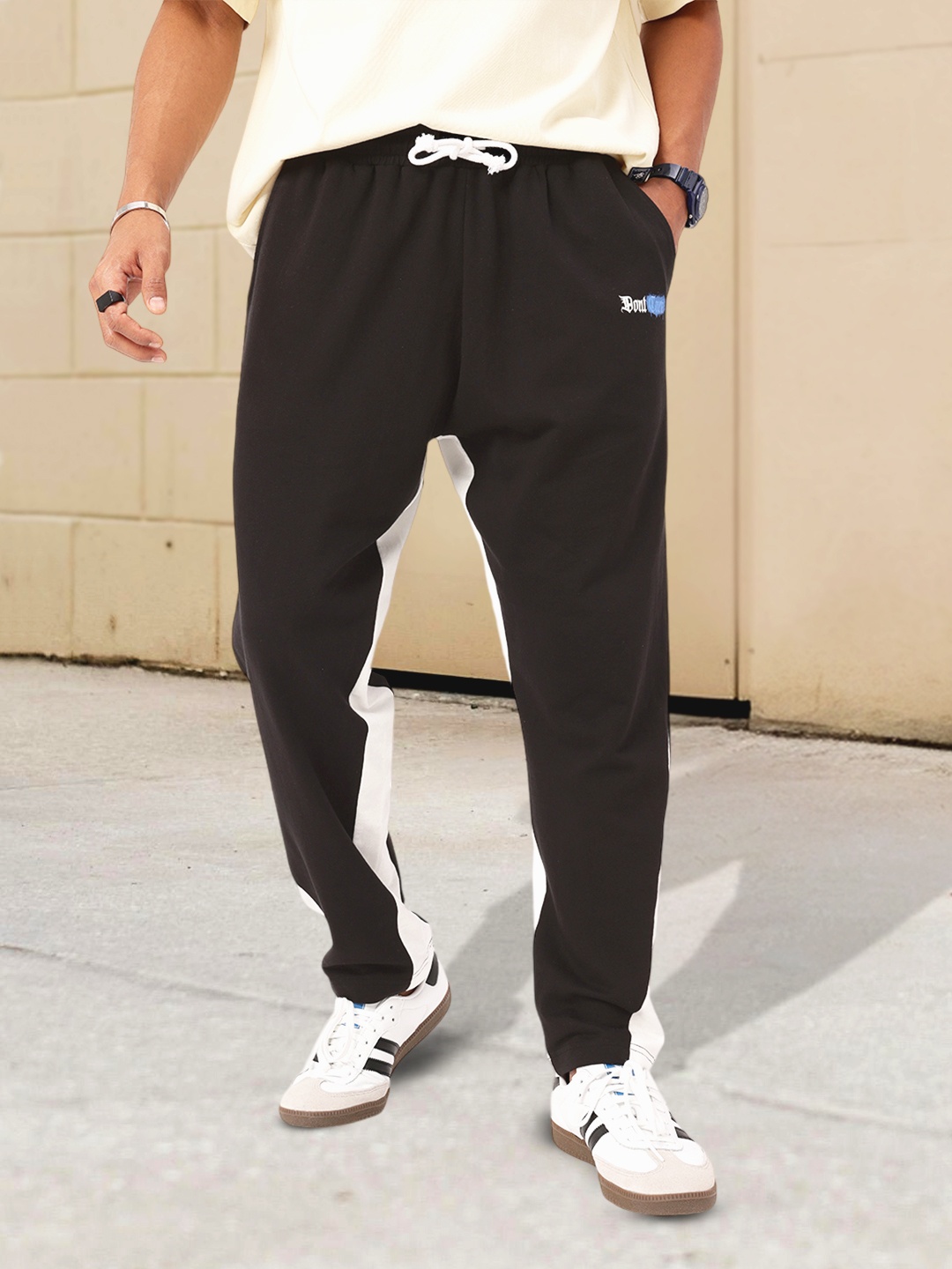 

Kook N Keech Men Urban Side Lines Relaxed Fit Track Pants, Black