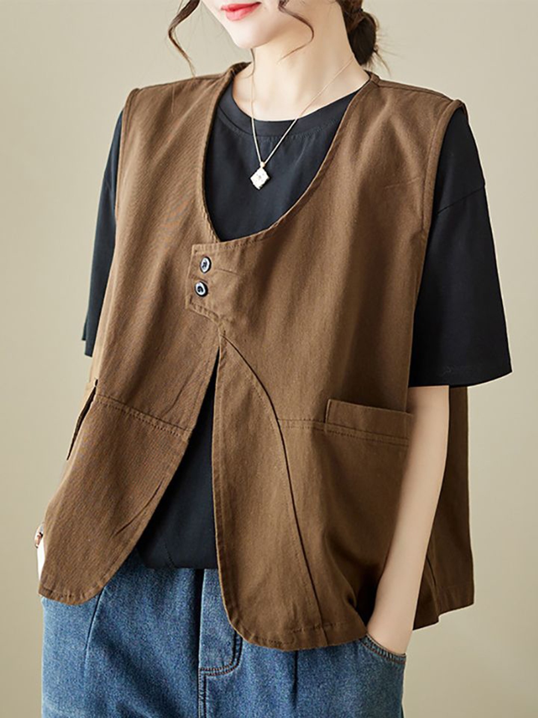 

StyleCast x Revolte Women Tailored Jacket, Coffee brown