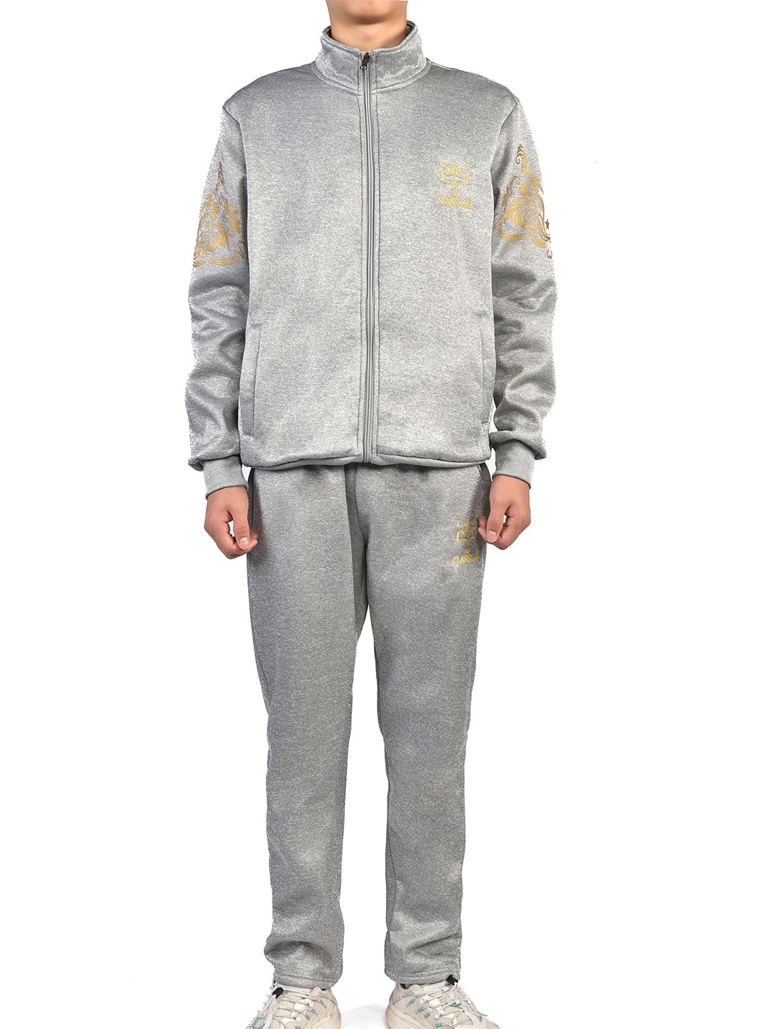 

StyleCast x Revolte Mock Collar Long Sleeves Jacket with Trouser Tracksuits, Grey