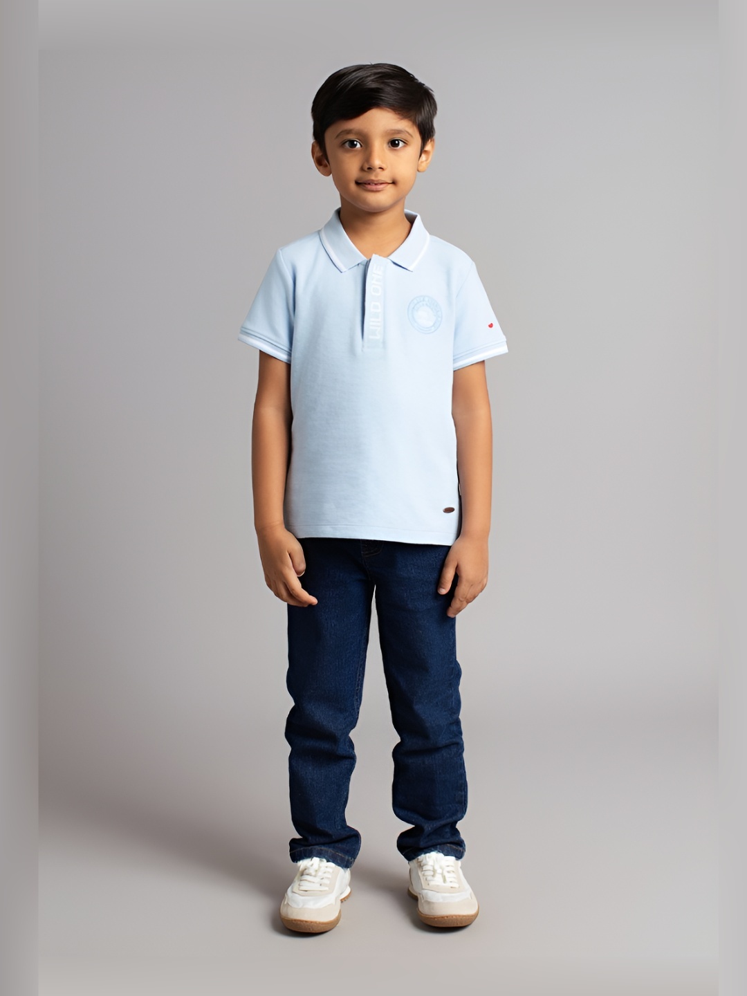 

Ed-a-Mamma Boys Bio Finish Typography Printed Polo Collar Cotton T-shirt, Blue