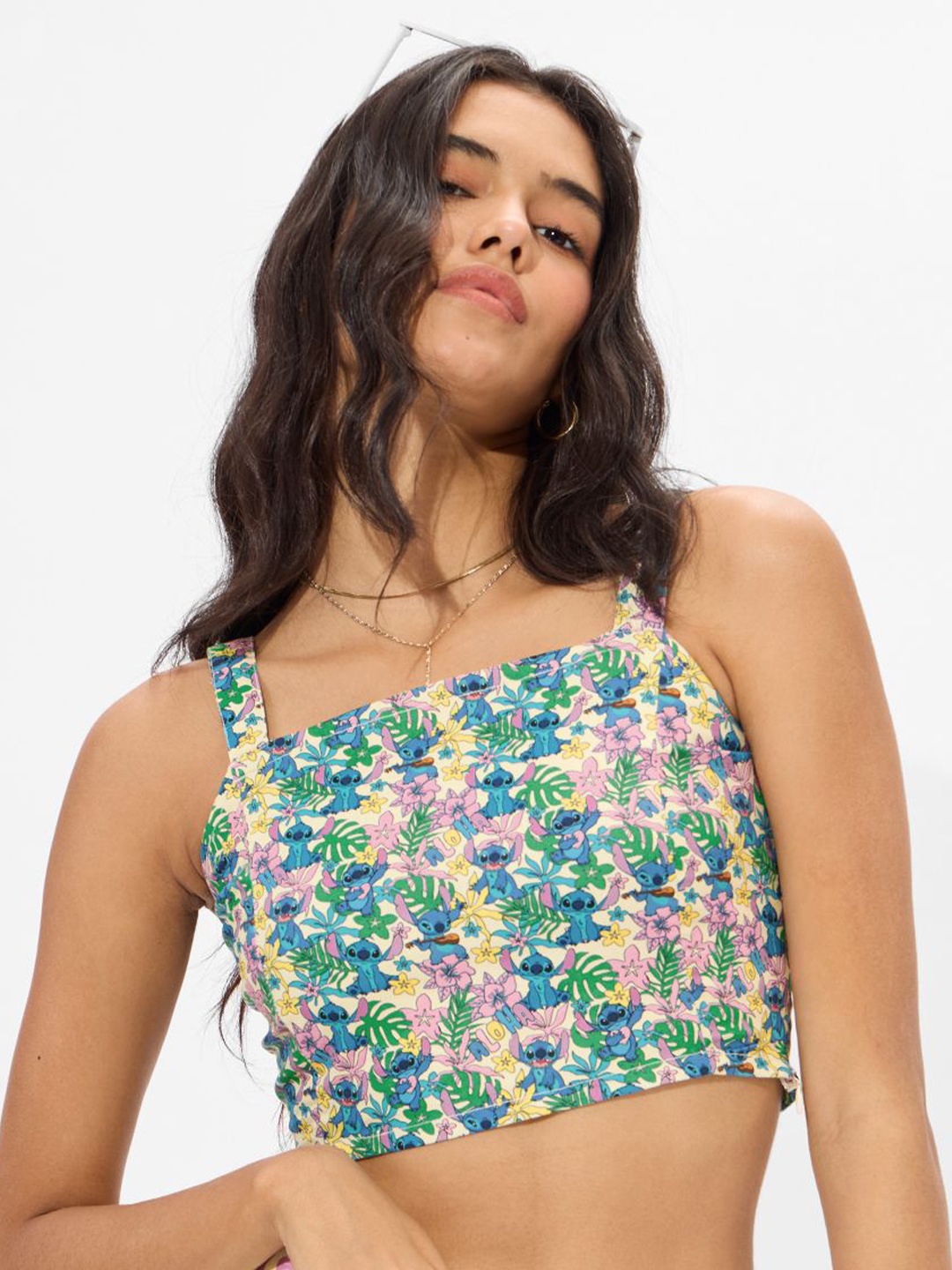 

The Souled Store Women Graphic Printed Shoulder Straps Cotton Top, Off white