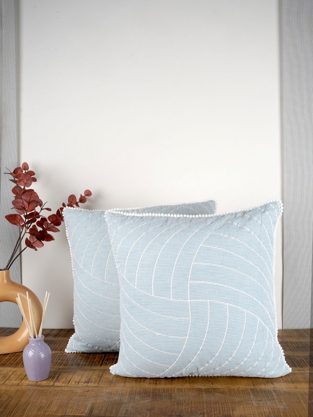 

Ratan Cart Grey & White Pieces Cotton Embroidered Square Cushion Covers