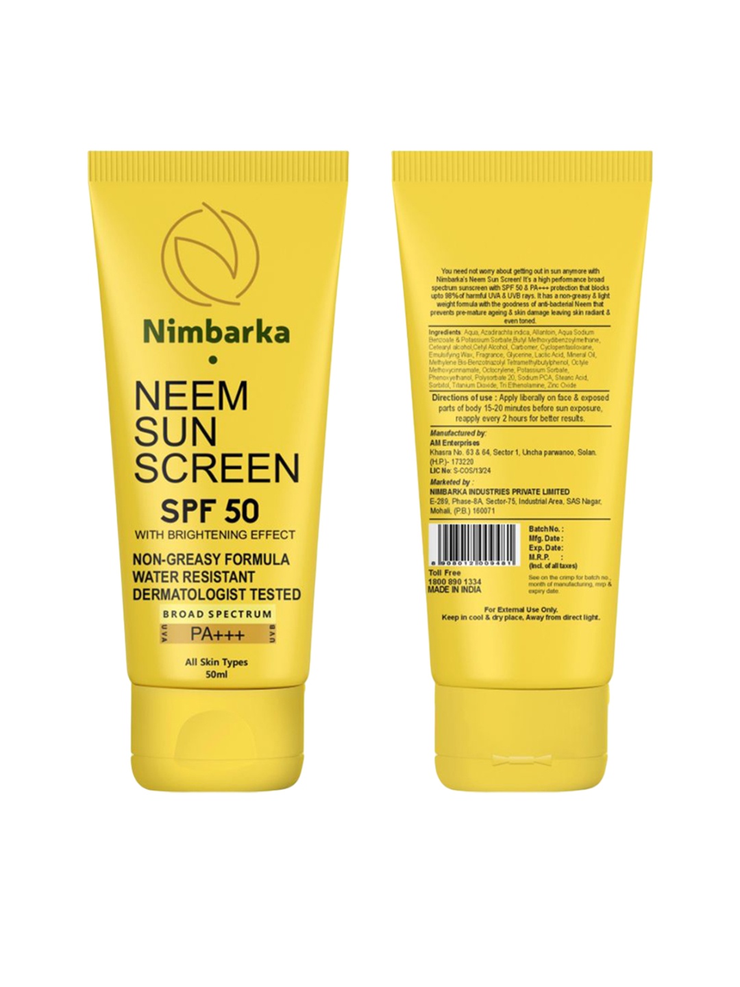 

Nimbarka Neem Sunscreen SPF 50 Maximum UV Protection - 50 ml, Yellow